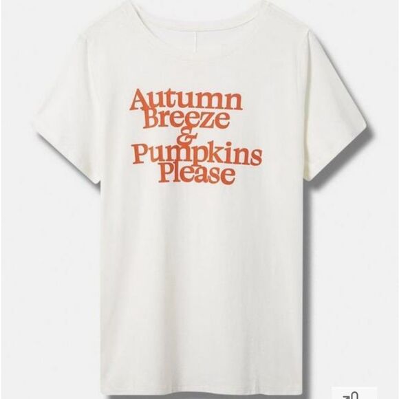 Torrid White Tee with Orange Autumn Print - Picture 1 of 7